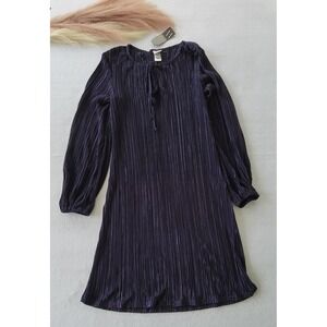 Wrapper Color Blue Sheer Pleated Dress Size Medium NWT